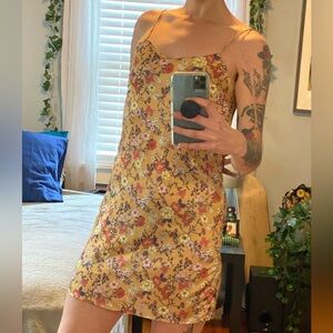 Floral Yellow Spaghetti Strap Dress